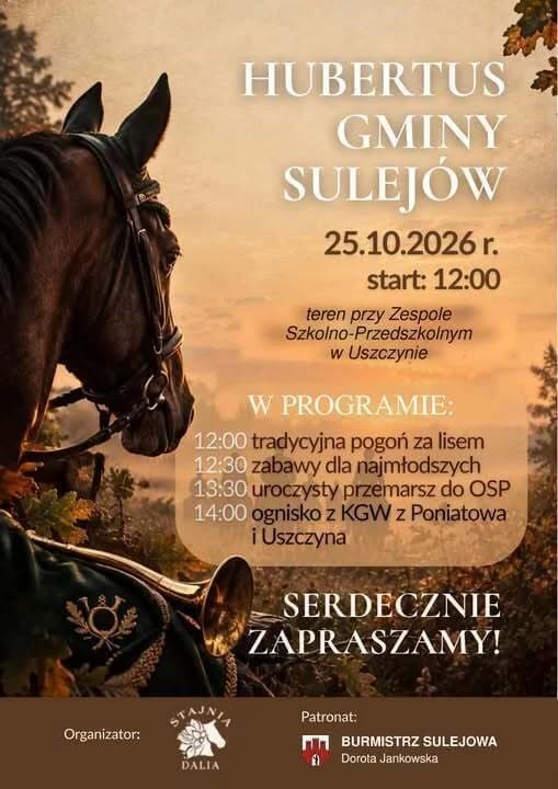 Hubertus Gminy Sulejów 2026: tradycje jeździeckie i rodzinne atrakcje w Uszczynie