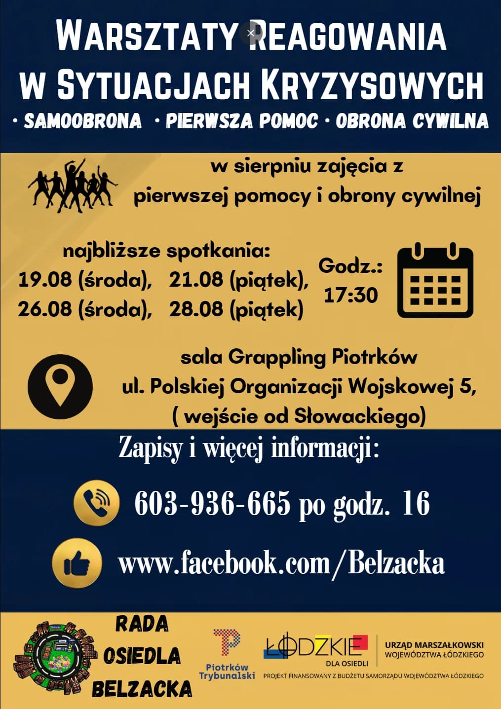 Rada Osiedla Belzacka zaprasza na sierpniowe warsztaty reagowania w sytuacjach kryzysowych