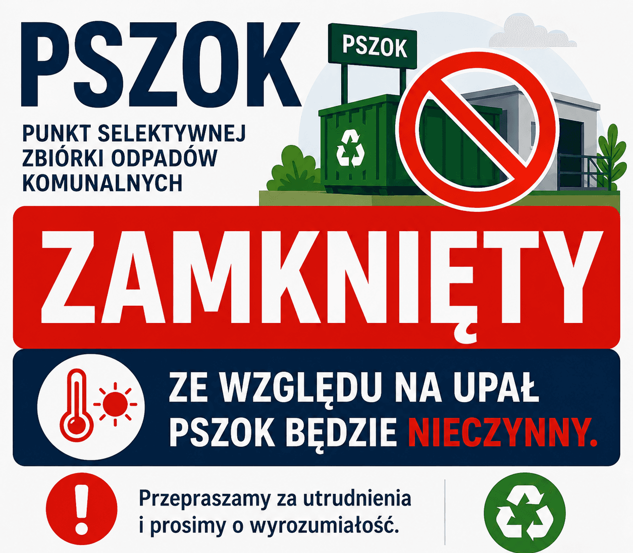 Upały: PSZOK zamknięty