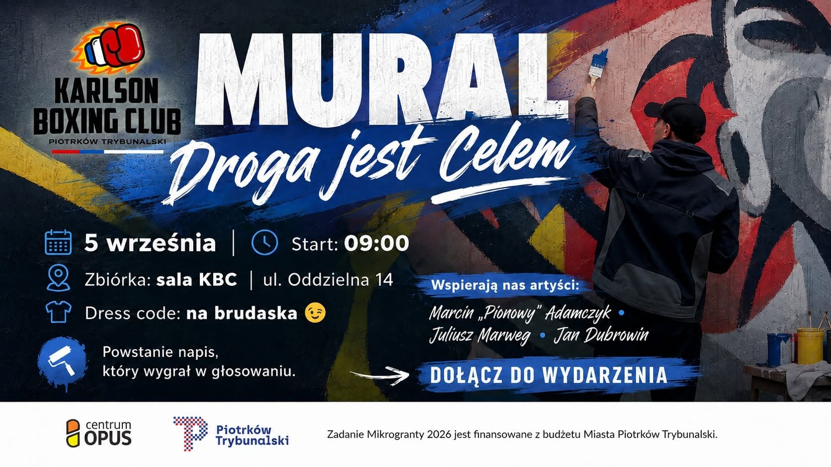 Nowy mural przy ul. Oddzielnej. Karlson Boxing Club zaprasza 5 września