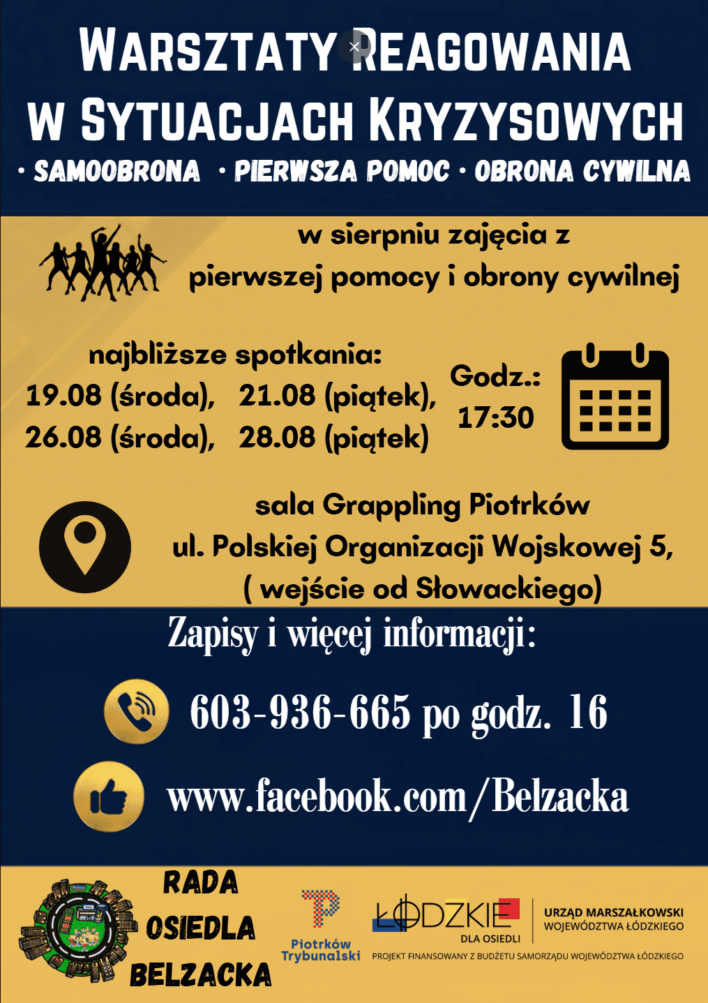 Rada Osiedla Belzacka zaprasza na sierpniowe warsztaty reagowania w sytuacjach kryzysowych