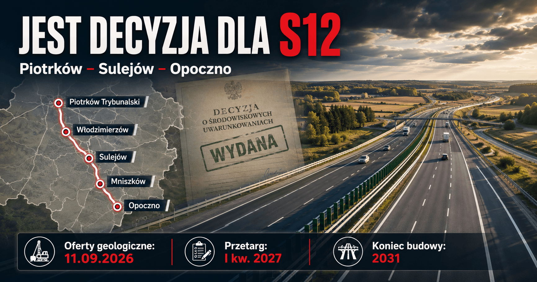 S12 coraz bliżej, ale nie ta przez Tomaszów. Jest decyzja dla odcinka Piotrków